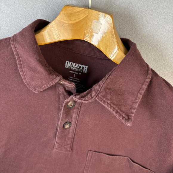 Duluth Trading Polo Shirt Mens L Maroon Longtail T Long Sleeve Outdoors Workwear - Picture 1 of 8